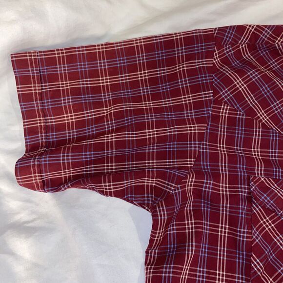 Plains Western Wear Short Sleeve Pearl Snap Red  Tartan Plaid Cowboy Rodeo S11 - Picture 2 of 11
